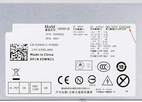 S-Union Upgraded New 240W Power Supply Unit Compatible with Dell OptiPlex 790 7010 390 960 990 3010 9010 SFF H240AS-00 H240AS-01 H240ES-00 D240ES-00 AC240ES-00 L240AS-00 PH3C2