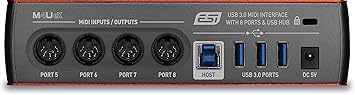 ESI M8U eX: 16-Port USB 3.0 MIDI Interface - Class-Compliant, Plug-and-Play Connectivity for PC/Mac, with Standalone Functionality & Integrated USB Hub, Includes Free Cubasis LE for iOS