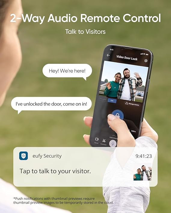 eufy Security Video Smart Lock S330, 3-in-1 Camera+Doorbell+Fingerprint Keyless Entry Door Lock, Smart Wi-Fi Deadbolt for Front Door, App Remote Control, SD Card Required, Chime Included