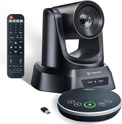 TONGVEO Conference Room HDMI 60fps USB3.0 Camera System with Bluetooth Microphone and Speaker,20X Optical Zoom 1080P PTZ Video Camera with Speakerpho