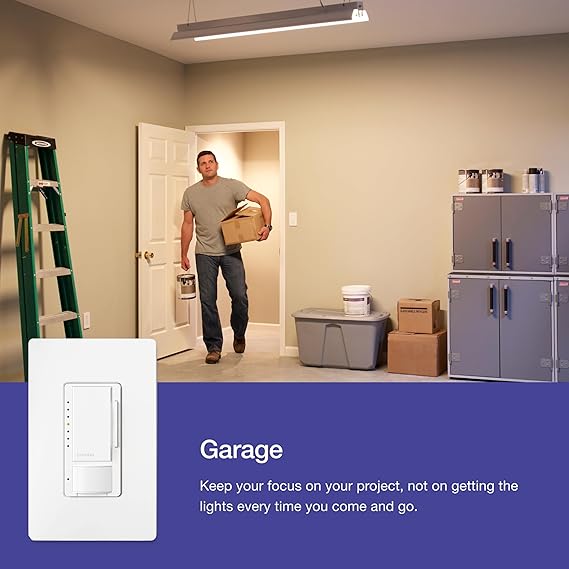 Lutron Maestro Motion Sensor Dimmer Switch for Bathroom, Garage, Laundry Room, and Closet, Occupancy and Vacancy Sensor, Single-Pole/Multi-Location, No Neutral Required, MSCL-OP153M-WH, White