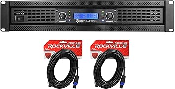 Rockville RPA16 10,000 Watt 2 Channel Power Amplifier Pro/DJ Amp+Speakon Cables
