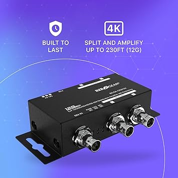 BZBGEAR 12G SDI 1X4 Splitter and Reclocking Distribution Amplifier