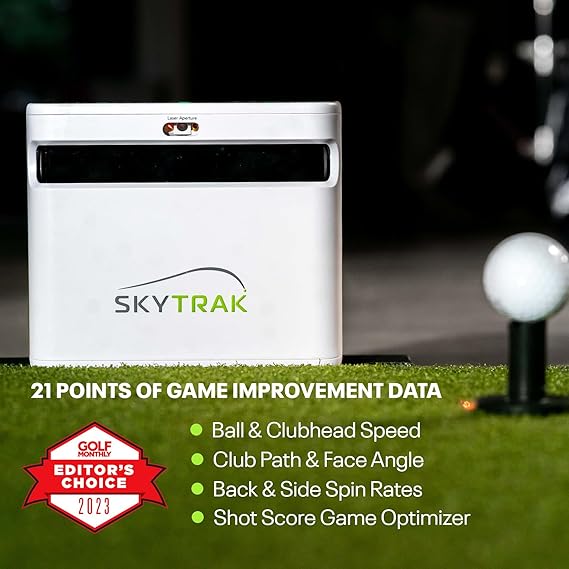SkyTrak+ Launch Monitor & Golf Simulator Protective Shield - Tour-Level Swing Analysis with Dual Doppler Radar, Enhanced Camera, 100K+ Courses, Real-time Simulation, Wi-Fi, USB-C Charging