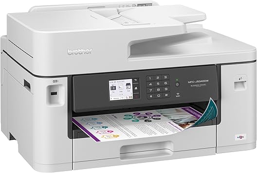 Brother MFC-J5340DW Business Color Inkjet All-in-One Printer with Printing up to 11”x17 (Ledger) Size Capabilities, White
