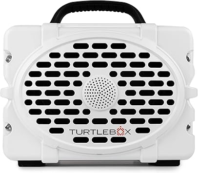 Turtlebox Gen 2: Loud! Outdoor Portable Bluetooth 5.0 Speaker | Rugged, IP67, Waterproof, Impact Resistant & Dustproof (Rich, Full Sound, Plays to 120db, Pair 2X for True L-R Stereo), (White)