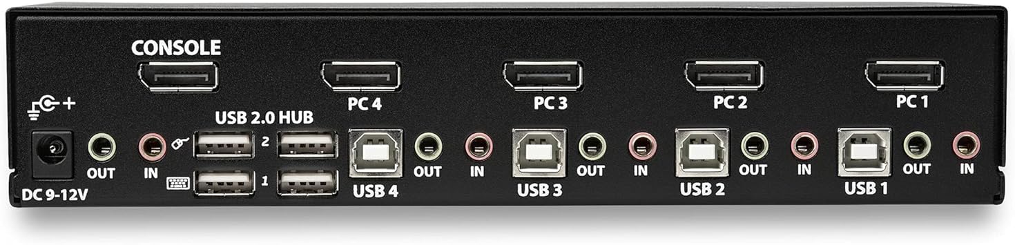 StarTech.com 4 Port DisplayPort KVM Switch - 4K 60Hz - Single Display - Dual Port UHD DP 1.2 USB KVM Switch with Integrated USB 2.0 Hub & Audio - Dell, HP, Apple, Lenovo - TAA Compliant (SV431DPUA2)