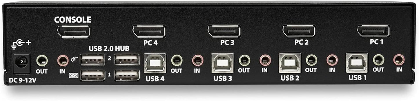 StarTech.com 4 Port DisplayPort KVM Switch - 4K 60Hz - Single Display - Dual Port UHD DP 1.2 USB KVM Switch with Integrated USB 2.0 Hub & Audio - Dell, HP, Apple, Lenovo - TAA Compliant (SV431DPUA2)