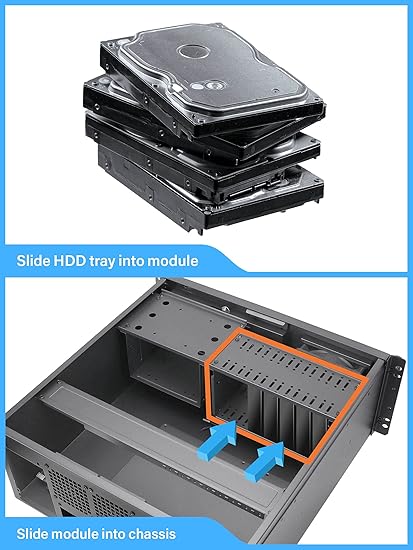 Rosewill 4U Server Chassis Rackmount Case | 7 3.5" Bays, 2 5.25" Devices| ATX, CEB Compatible | 1 120mm PWM Fan, 2 80mm PWM Fans | 2X USB 3.0 | Front Panel Lock and Key | Silver/Black - RSV-R4100U