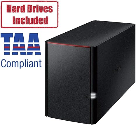BUFFALO LinkStation 220 4TB 2-Bay NAS Network Attached Storage with HDD Hard Drives Included NAS Storage That Works as Home Cloud or Network Storage Device for Home