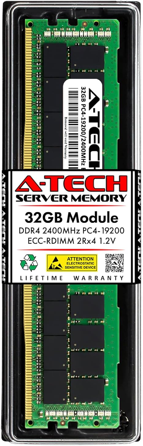 A-Tech 32GB RAM Replacement for HPE 805351-B21, 819412-001, 809083-091 | DDR4 2400MHz PC4-19200 ECC RDIMM 2Rx4 1.2V Registered DIMM 288-Pin Memory Compatible for Apollo, ProLiant Gen9 Servers