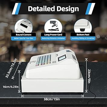 Electronic Cash Register,48 Key POS System Cash Register with Cash Box,LED Display and Thermal Printer,Commercial Restaurant Cash Register for Small Businesses,Retailer,Supermarket,Grocery