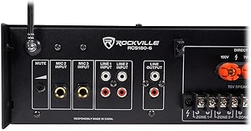 Rockville RCS180-6 180 Watt 6 Zone 70V Commercial/Restaurant Amplifier/Bluetooth