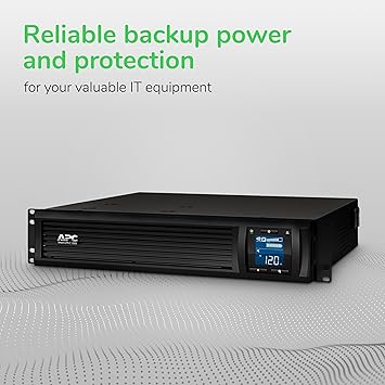 APC UPS 1500VA Smart-UPS with SmartConnect, Pure Sinewave UPS Battery Backup, Line Interactive, 120V Uninterruptible Power Supply, Rackmount UPS (SMC1500-2UC)