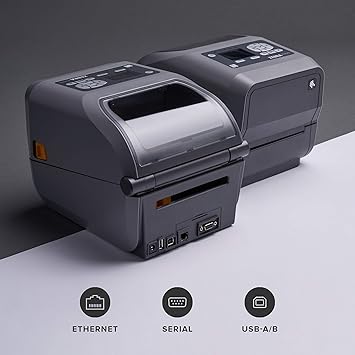 Zebra ZD620t Thermal Transfer Desktop Printer with LCD Screen 203 dpi Print Width 4 in Ethernet Serial USB ZD62142-T01F00EZ