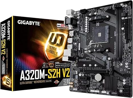 GIGABYTE GA-A320M-S2H (AMD Ryzen AM4/MicroATX/2xDDR4/HDMI/Realtek ALC887/3xPCIe/USB3.1 Gen 1/LAN/Motherboard)