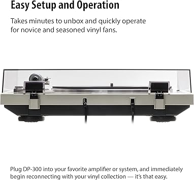 Denon DP-300F Fully Automatic Analog Turntable with Built-in Phono Equalizer | Unique Tonearm Design | Hologram Vibration Analysis | Slim Design