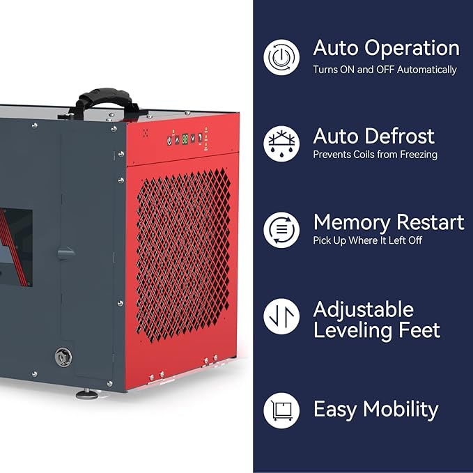 Abestorm 220 Pint Commercial Dehumidifier with Pump for Crawl Space, Basement, Whole House, Industrial Dehumidifier with Drain Hose for Large Space or Garages, Auto Defrosting, Memory Starting