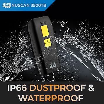 NuScan 3500TB - Portable Commercial 2D Wireless Barcode Scanner with Detachable Magnetic Cable, Antimicrobial, CCD Sensor, with Bluetooth for POS, Smartphones, and Tablets