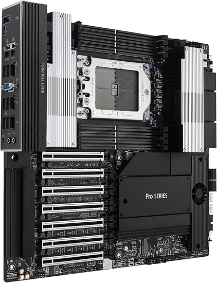 ASUS Pro WS WRX90E-SAGE SE EEB Workstation Motherboard, AMD Ryzen™ Threadripper™ PRO 7000 WX-Series, ECC R-DIMM DDR5, 32 Power-Stage,7xPCIe 5.0x16, PCIe 5.0 M.2, 10Gb & 2.5Gb LAN, Multi-GPU Support