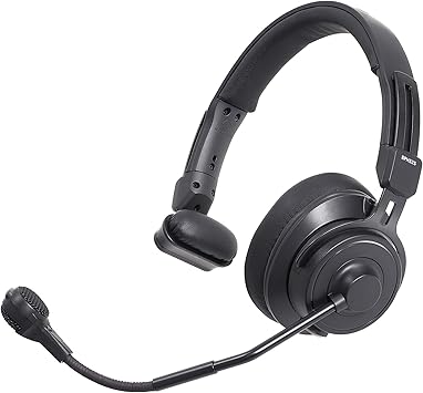 Audio-Technica BPHS2S Single-Ear Broadcast Headset with Hypercardioid Dynamic Boom Microphone, Black