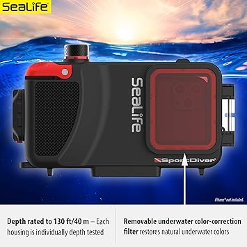 SeaLife Underwater Smartphone Scuba Case & Sea Dragon 2500 Lumen Light, Waterproof Photography, Access Camera Controls, Leak Alarms, Fits Most Phones