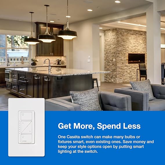 Lutron P-BDG-PKG1W Caseta Wireless Dimmer Kit with Smart Bridge, White