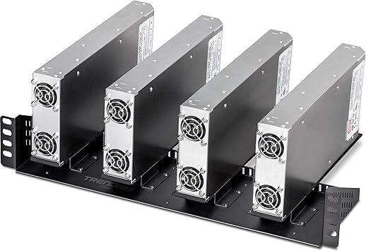 TRENDnet 19” Rackmount Industrial Power Supply Vertical Chassis, TI-R4U, 4U Wall Mount Bracket, 2U Rack Mount Design, Designed for TI-RSP100048 Power Supplies (Sold Separately), Steel Construction