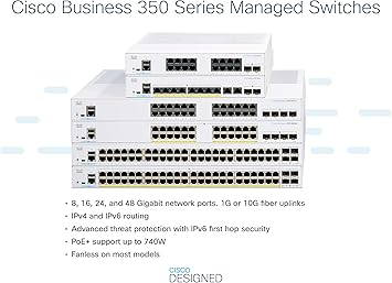 CISCO DESIGNED Business CBS350-16FP-2G Managed Switch | 16 Port GE | Full PoE | 2x1G SFP | Limited Lifetime Protection (CBS350-16FP-2G)