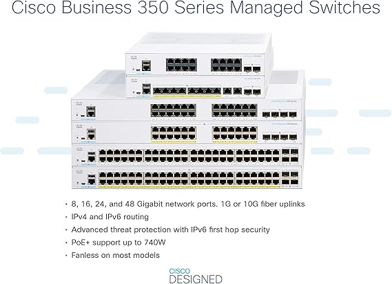 Cisco Business CBS350-8FP-E-2G Managed Switch | 8 Port GE | Full PoE | Ext PS | 2x1G Combo | Limited Lifetime Protection (CBS350-8FP-E-2G)