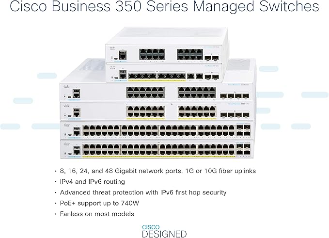 CISCO DESIGNED Business CBS350-16FP-2G Managed Switch | 16 Port GE | Full PoE | 2x1G SFP | Limited Lifetime Protection (CBS350-16FP-2G)