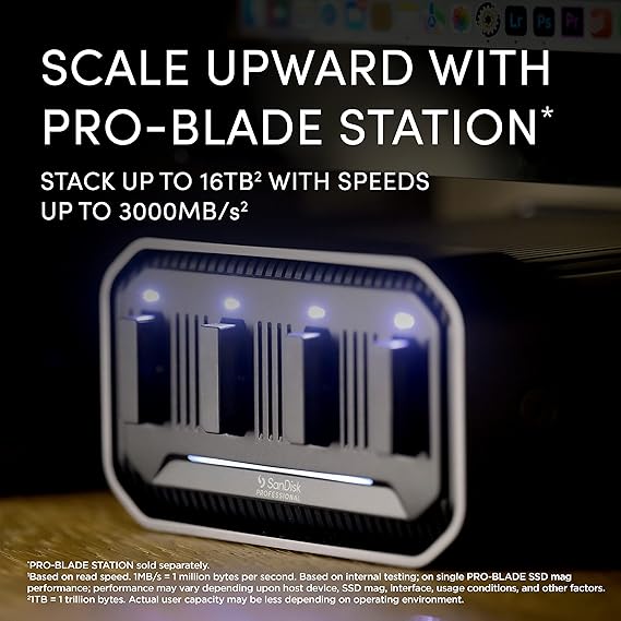 SanDisk Professional 2TB PRO-Blade SSD Mag - Portable & Modular NVMe SSD Mag, Ultra-Durable - SDPM1NS-002T-GBAND, Dark Grey