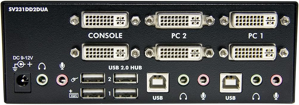 StarTech.com DVI KVM Switch with Audio & USB 2.0 Hub 2-Port USB KVM Switch - 1920 x 1200 - Dual Monitor KVM Switch (SV231DD2DUA)