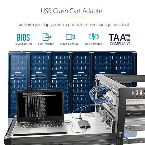 StarTech.com NOTECONS02 KVM Console to Laptop USB 2.0 Portable Crash Cart Adapter with File Transfer & Video Capture - Portable KVM Console
