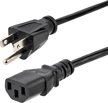 StarTech.com 20ft (6m) Computer Power Cord, NEMA 5-15P To C13, 10A 125V, 18AWG, Black Replacement AC Power Cord, Printer Power Cord, PC Power Supply Cable, Monitor Power Cable, UL Listed (PXT10120)