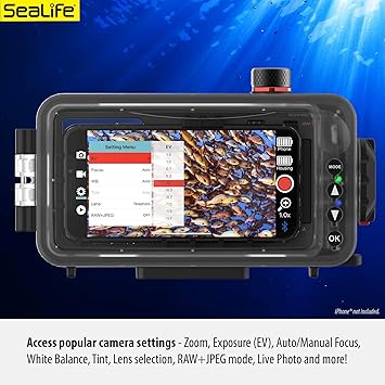 SeaLife Underwater Smartphone Scuba Case & Sea Dragon 2500 Lumen Light, Waterproof Photography, Access Camera Controls, Leak Alarms, Fits Most Phones
