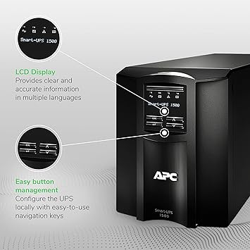 ASUS APC 1500VA Smart-UPS with SmartConnect, Pure Sinewave UPS Battery Backup, Line Interactive, 120V Uninterruptible Power Supply (SMT1500C)