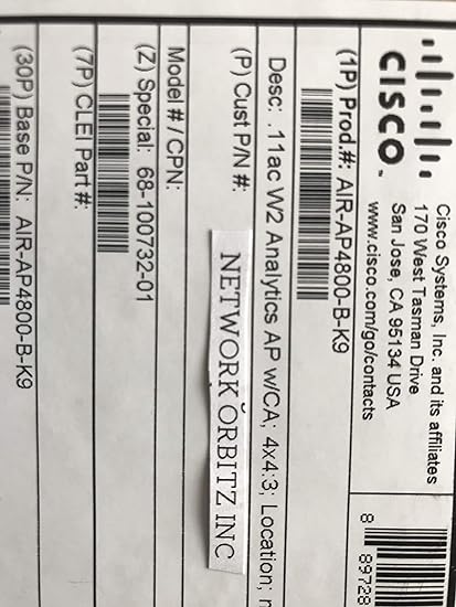 CISCO - HW WIRELESS AIR-AP4800-B-K9 0.11AC W2 ANALYTICS AP W/CA