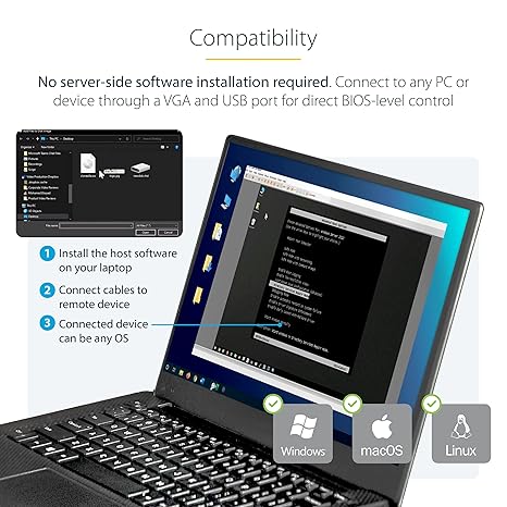 StarTech.com NOTECONS02 KVM Console to Laptop USB 2.0 Portable Crash Cart Adapter with File Transfer & Video Capture - Portable KVM Console