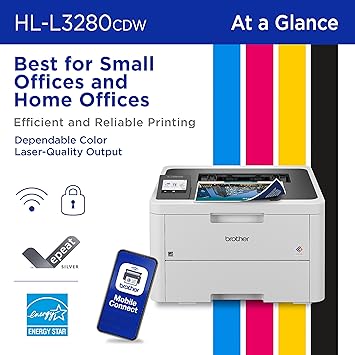 Brother HL-L3280CDW Wireless Compact Digital Color Printer with Laser Quality Output, Duplex, Mobile Printing & Ethernet | Includes 4 Month Refresh Subscription Trial¹, Amazon Dash Replenishment Ready