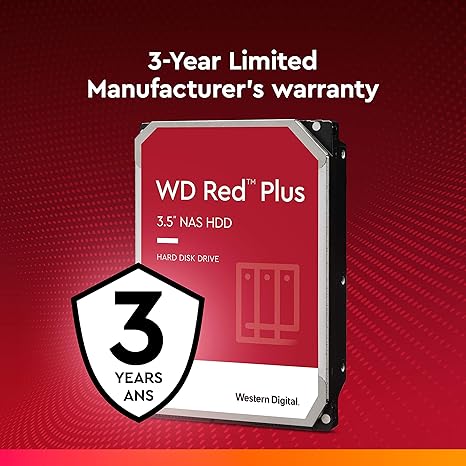 Western Digital 8TB WD Red Plus NAS Internal Hard Drive HDD - 7200 RPM, SATA 6 Gb/s, CMR, 256 MB Cache, 3.5