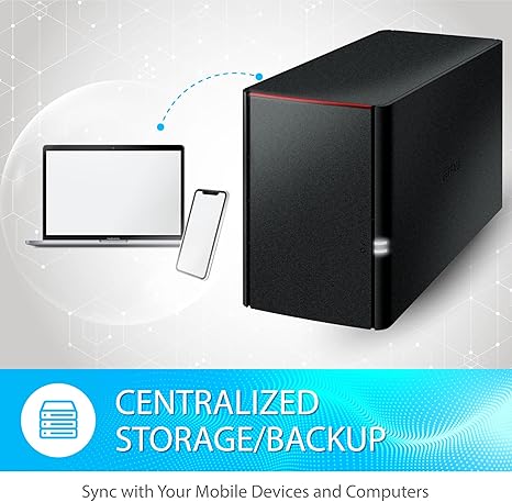 BUFFALO LinkStation 220 4TB 2-Bay NAS Network Attached Storage with HDD Hard Drives Included NAS Storage That Works as Home Cloud or Network Storage Device for Home