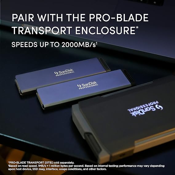 SanDisk Professional 2TB PRO-Blade SSD Mag - Portable & Modular NVMe SSD Mag, Ultra-Durable - SDPM1NS-002T-GBAND, Dark Grey