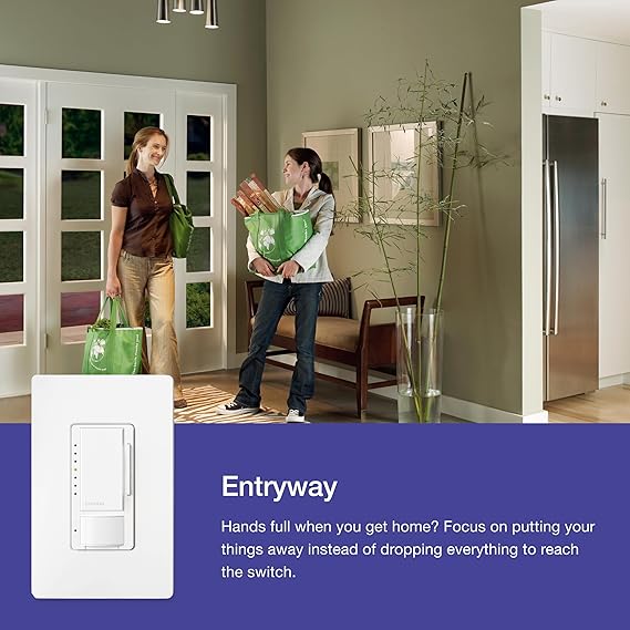 Lutron Maestro Motion Sensor Dimmer Switch for Bathroom, Garage, Laundry Room, and Closet, Occupancy and Vacancy Sensor, Single-Pole/Multi-Location, No Neutral Required, MSCL-OP153M-WH, White