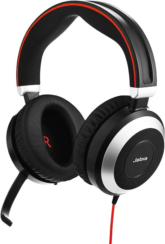 Jabra Evolve 80 - Professional Stereo Noise Cancelling Wired Headset/Music Headphones - MS