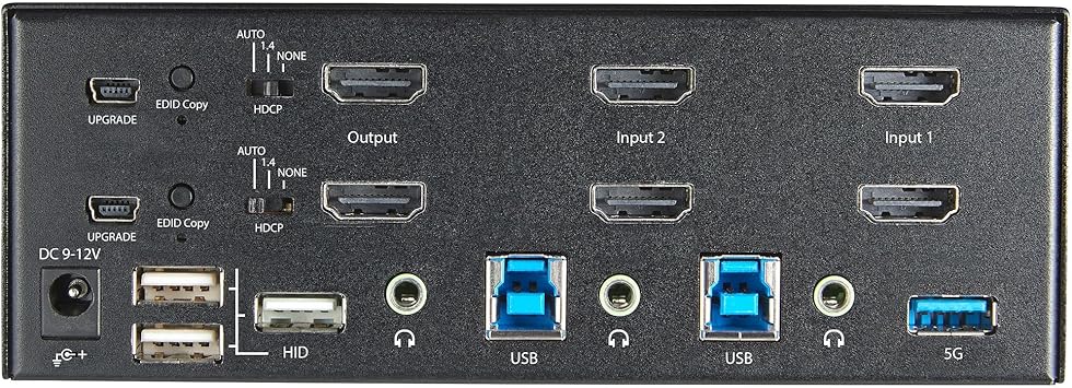 StarTech.com 2 Port Dual Monitor HDMI KVM Switch - 4K 60Hz Ultra HD HDR - Desktop 4K HDMI 2.0 KVM Switch with 2 Port USB 3.0 Hub (5Gbps) & 4x USB 2.0 HID, Audio - Hotkey Switching - TAA (SV231DHU34K6)