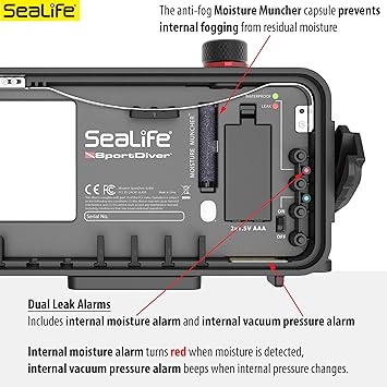 SeaLife Underwater Smartphone Scuba Case & Sea Dragon 2500 Lumen Light, Waterproof Photography, Access Camera Controls, Leak Alarms, Fits Most Phones