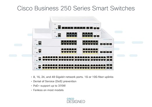 CISCO DESIGNED Business CBS250-24T-4G Smart Switch | 24 Port GE | 4x1G SFP | Limited Lifetime Protection (CBS250-24T-4G) (CBS250-24T-4G-NA)