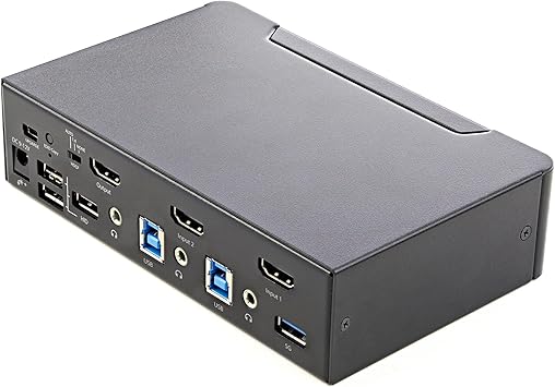 StarTech.com 2 Port HDMI KVM Switch - Single Monitor 4K 60Hz Ultra HD HDR - Desktop HDMI 2.0 KVM Switch with 2 Port USB 3.0 Hub (5Gbps) and 4x USB 2.0 HID, Audio - Hotkey Switching - TAA (SV231HU34K6)