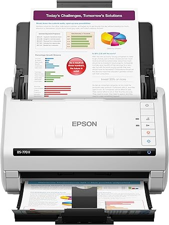 Epson DS-770 II Colour Duplex Document Scanner for PC and Mac, with 100-page Auto Document Feeder (ADF), Twain and ISIS Drivers